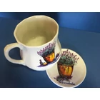 Kép 2/2 - Porcelán poháralátét bögrével, levendula mintával